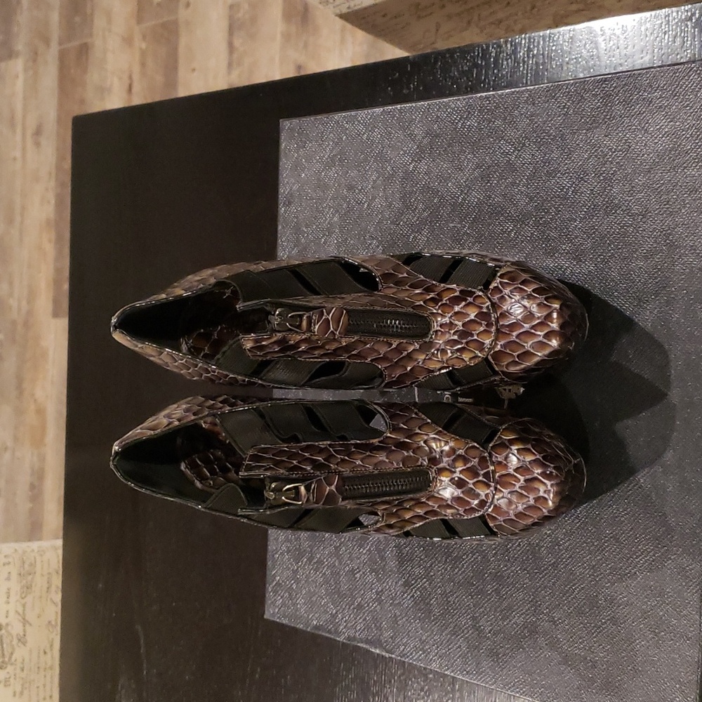 Donna Karan snake embossed bootie 36